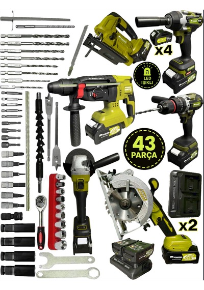 Schmıtzer 6lıset-s Set Pro 21v 43 Parça Şarjlı Hilti Matkap Somun Sökme Taşlama Dekupaj Dairesel Testere