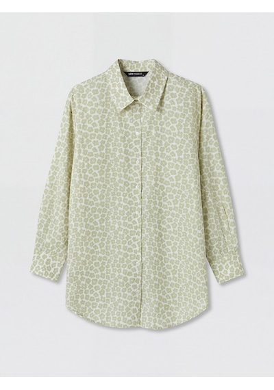 Lcw Modest Yeşil Desenli Oversize Kadın Gömlek Tunik