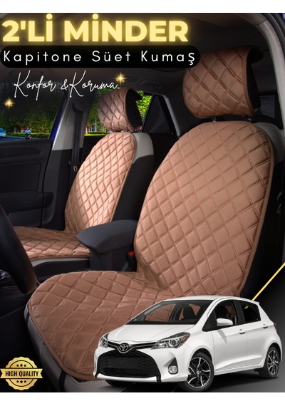 Toyota Yaris Uyumlu 2'li Süet Oto Koltuk Minderi Terletmez Universal Oto Aksesuar A1 Kahverengi