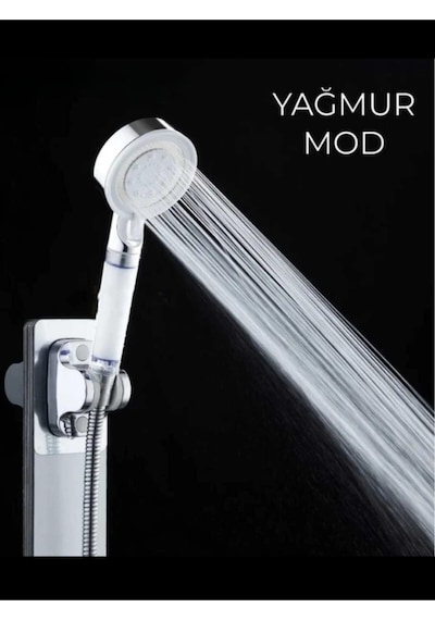 5 Fonksiyonlu Krom Beyaz Çelik Filtreli Kireç Önleyici Yüksek Basınçlı Tasarruflu Banyo Duş Başlığı Siyah
