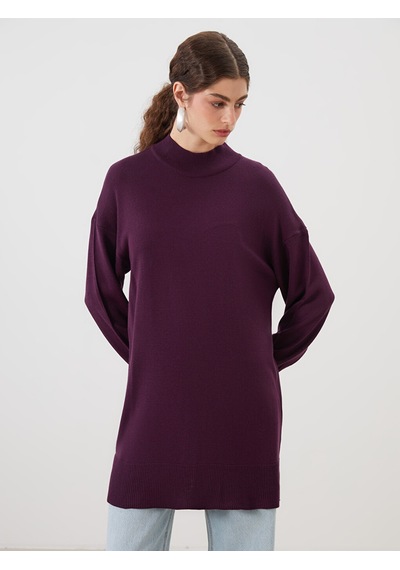 Lcw Modest Mor Dik Yaka Kadın Triko Tunik