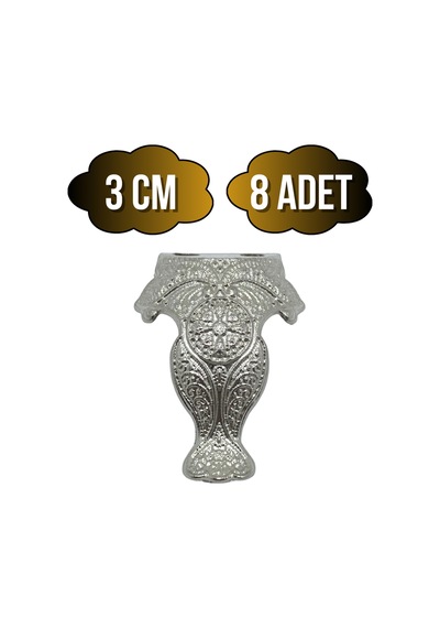 Lüx Metal Ayak Çeyiz Ve Hediye Kutusu Mobilya Ayağı 3cm Gümüş 8 Adet Gümüş
