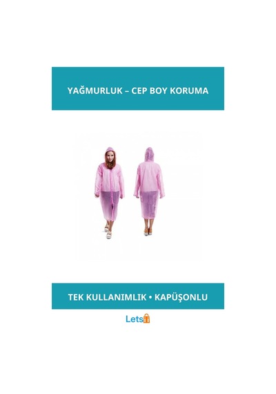 Letsii Kapüşonlu Tek Kullanımlık Yağmurluk Rüzgar Geçirmez Ve Suya Dayanıklı Çok Renkli
