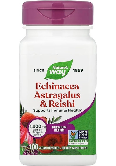 Nature's Way Echinacea Astragalus & Reishi Mushrooms 100 Vegan Capsules