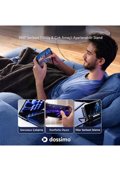 Dossimo 240w Ultra Hızlı Type-c Şarj Data Kablosu Katlanabilir Standlı 1.5m Örgülü 2 In 1 Stand+şarj Kablosu 1.5 M