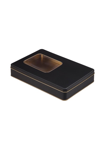 Pencereli Mat Siyah Metal Kutu 26,5x17,5x4,5 Cm