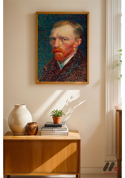 Van Gogh Otoportre, Ahşap Çerçeveli Duvar Tablosu - Sanatsever Hediyesi