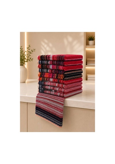 Ultra Soft 50x90 Cm 10'lu El Ve Yüz Havlu Set Çok Renkli