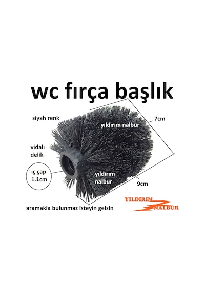 Wc Tuvalet Fırçası Başlık Bol Tüylü Banyo Fırçası Kafası Siyah