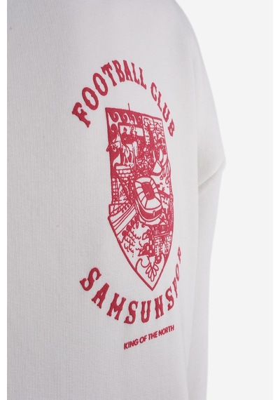 Samsunspor Football Clup Baskılı Kapüşonlu Oversıze Sweat Ekru