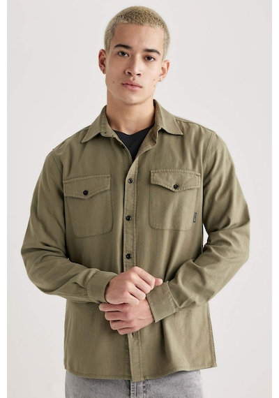 DeFacto Regular Fit Polo Yaka Basic Düz Pamuklu Uzun Kollu Gömlek B2654AX23AUKH470 DeFacto Regular Fit Polo Yaka Basic Düz Pamuklu Uzun Kollu Gömlek B2654AX23AUKH470