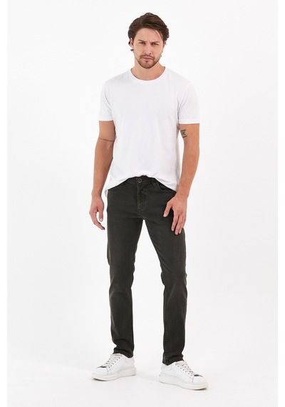 Digital Jeans Erkek Slim Fit Dar Kesim Dar Paça Kot Pantolon Haki Açık Gri