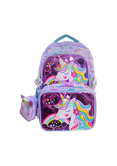 Dream Vest Unicorn 3'lü Çanta Seti Mor K Çok Renkli