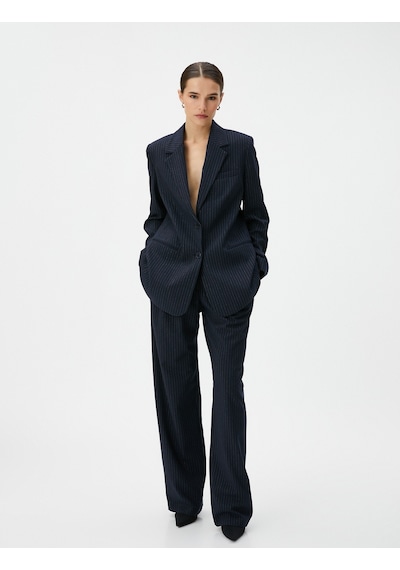Koton Blazer Ceket Düğmeli Fleto Cepli Lacivert Çizgili 4wak50078pw 4WAK50078PW7S1 Lacivert Koton Blazer Ceket Düğmeli Fleto Cepli Lacivert Çizgili 4wak50078pw 4WAK50078PW7S1 Lacivert