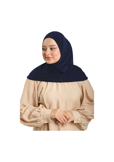 Hürrem Bone Lacivert Pratik Hazır Geçmeli Boru Boneli İkili Tesettür Eşarp Sandy Düz 2501 02 lacivert