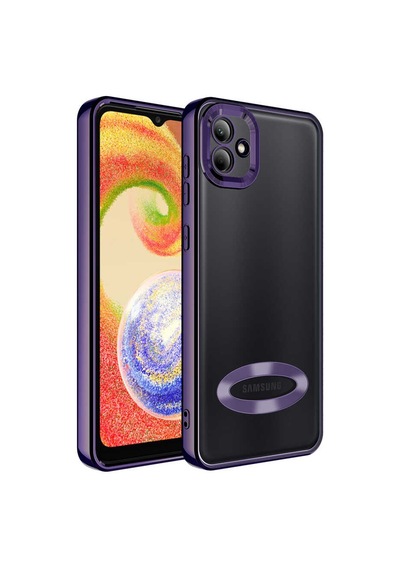 Zore Galaxy Uyumlu A03 Kılıf Kamera Korumalı Logo Gösteren Omega Kapak - Derin Mor Derin Mor