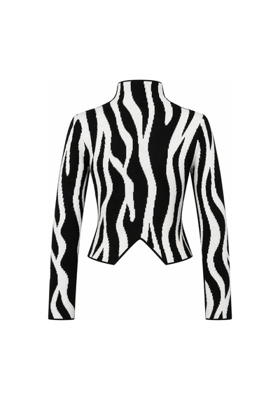 Laluvia Siyah Kemik Zebra Desen Kazak - 2y231022 Siyah - Kemik
