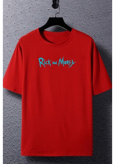 Flood Of Style Unisex Rick And Morty Baskılı T-shirt Kırmızı