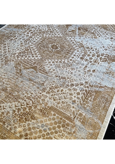 Elexus Halı Diamond 3846 Gri Gold Modern Salon Halısı Gri Gold