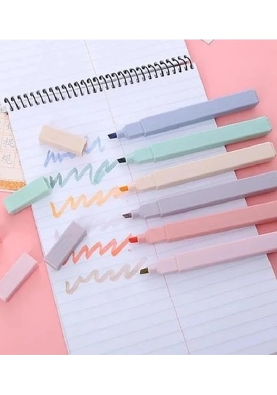 Ultra Pastel Renk Fosforlu İşaretleme Kalemi 6'li Set, İşaretleme Kalemi, Okul Ve Öğrenciler İçin Genel