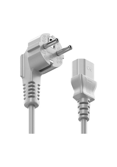 100 Adet - C13 Bakır Power Kablo - Kasa Monitör Elektrik Güç Kablosu - Gri - 1.8mt