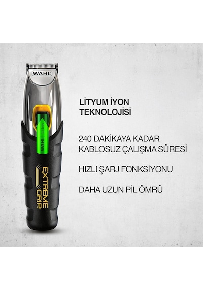 Wahl 9398 Extreme Beard 12 Kılavuz Taraklı Şarjlı Sakal Kesme Makinesi Siyah