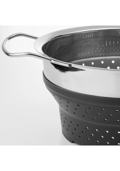 Ikea Klockren Katlanabilir Buharda Pişirme Süzgeci 24 Cm 5 L Krom Siyah Gümüş - Siyah