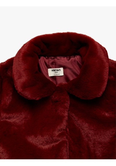 Koton Cepli Bebe Yaka Uzun Kollu Suni Kürk Kaban Bordo 7wkg00002ak