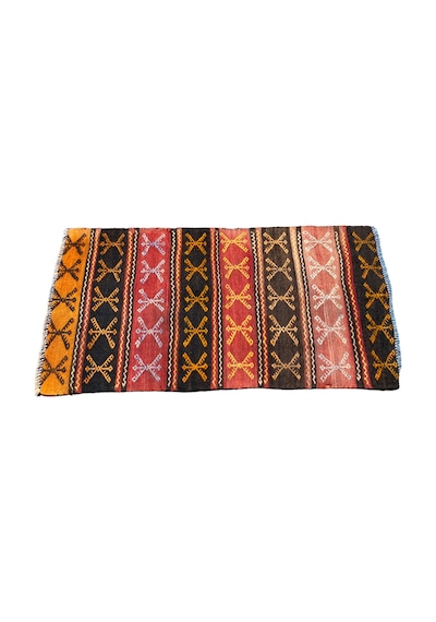 El Dokuması Kök Boya Cicim Kilimi 57x110 Renkli %100 Yün Kilim