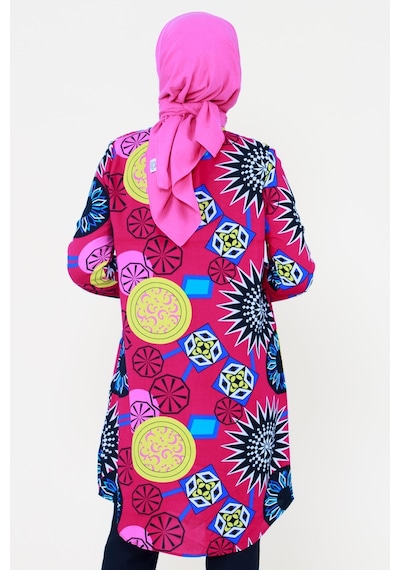 Sevitli Etnik Desenli Viscon Tunik-fuşya-3125-fuşya Fuşya