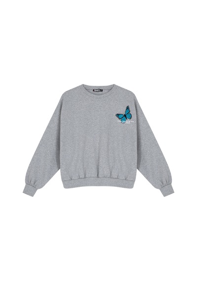 Kadın Kelebek Baskılı Oversıze 2iplik Sweatshırt 69280 001