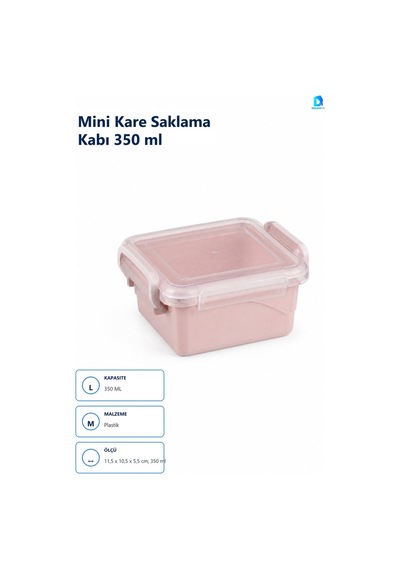 Mini Kare Saklama Kabı 350 Ml Plastik Çok Renkli