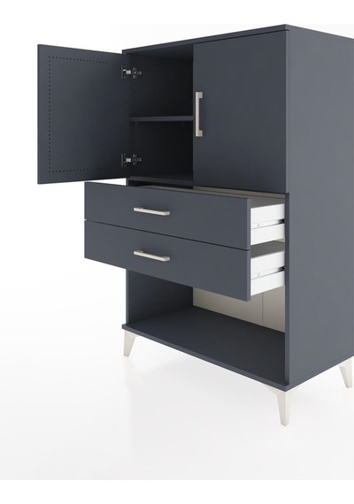 Hyperion Dolap 2 Raflı 2 Çekmeceli 2 Kapaklı 88x44x134 Antras... Antrasit