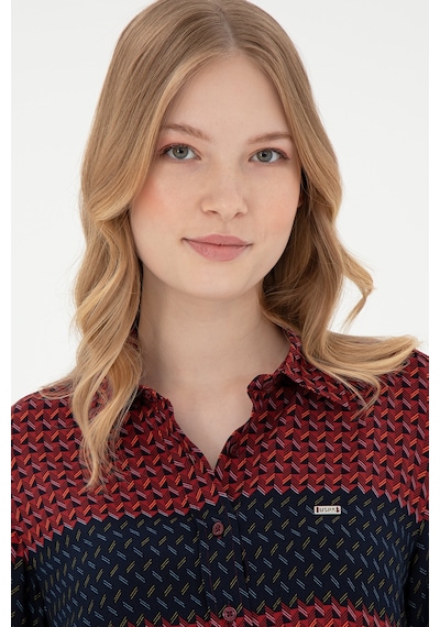 U.s. Polo Assn. Kadın Bordo Gömlek Desenli 50291099-vr014 Bordo