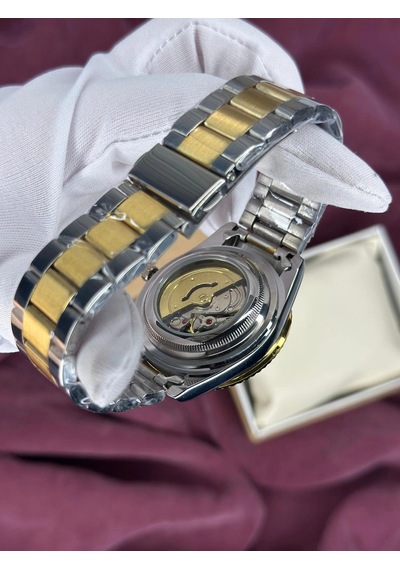 Siyah Kadran Gold Detay Otomatik Erkek Kol Saati Altın - Gümüş