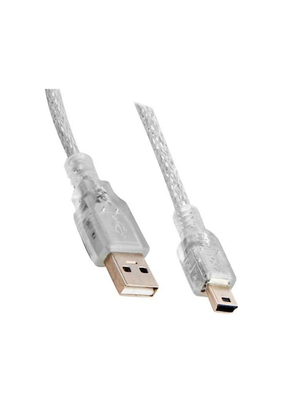 Usb 2.0 5 Metre Şeffaf Usb Am Mini 5 Pin Kablo