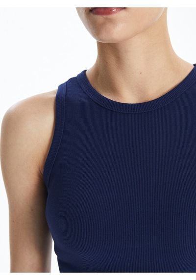 Lcw Vision Lacivert Bisiklet Yaka Dokulu Kadın Crop