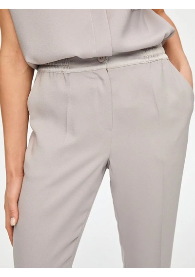 Faik Sönmez Beli Lastikli Comfort Fit Kadın Krep Pantolon S26pnt022 Vizon