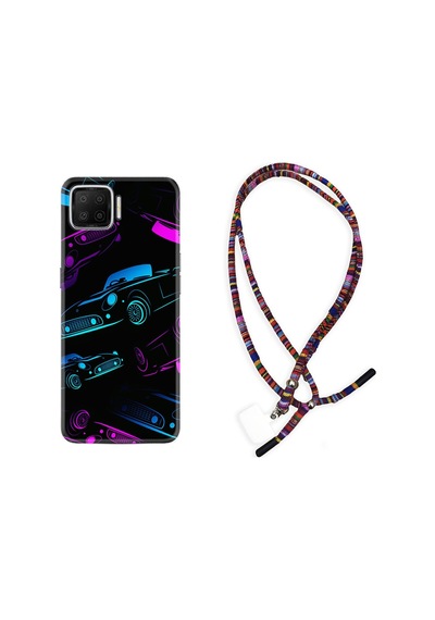 Oppo A73 Kılıf Rasta Boyun Askılı Cars Neon 1618