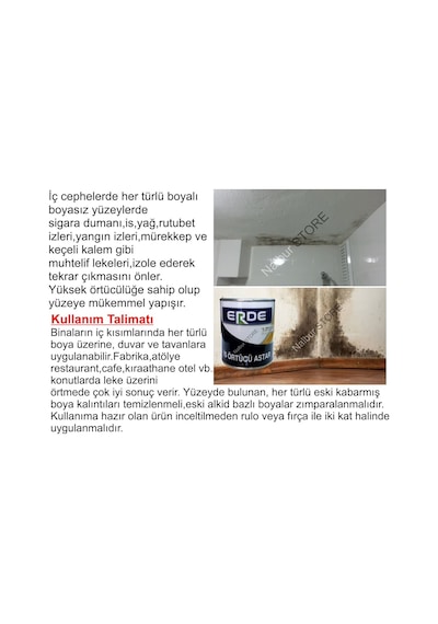 Erde İs Örtücü 0.5Lt=1Kg-Tüm Rutubet-İs-Yağ Lekelerini Kapatır-Üz