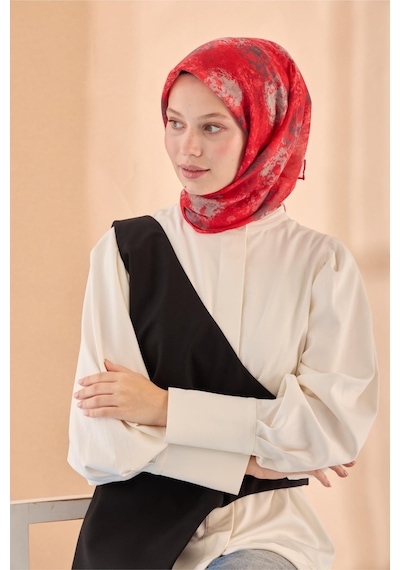 Silk Home Soft Eşarp 73095-20 Kırmızı, Gri, Koyu Vizon