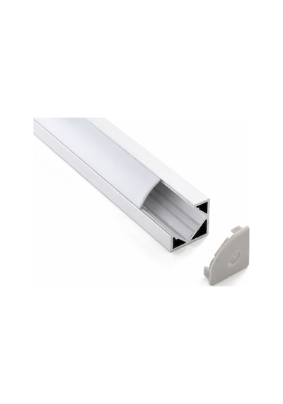 Köşe Led Profil Kanal Alüminyum 1mt. Sıva Üstü Eloksallı 18x18mm Opak Şeffaf Pleksi Kapaklı Yan Kapak Tutucu Şerit Aydınlatma 8987