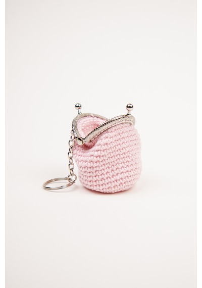 Fabric Craft Bag Mini Bozuk Para Cüzdanı Anahtarlık Klipsli Açık Pembe