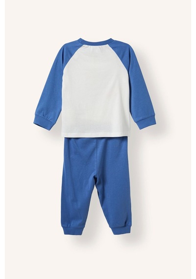 Defacto Baskılı Uzun Kollu Üst Elastik Bel Alt 2li Pijama Takımı Erkek Bebek H6538a526aube358 Mavi-be358