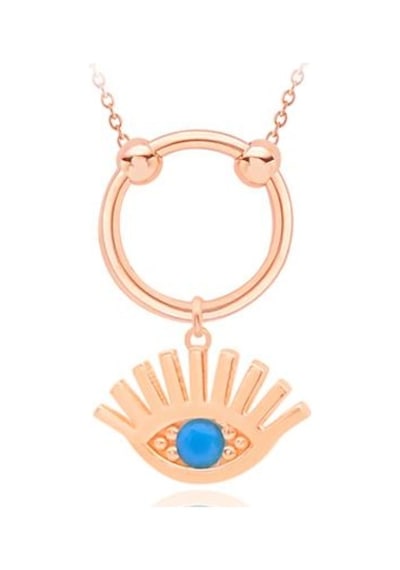 Diamond Line-Gülaylar - Pembe Altın 14 Ayar Nazar Boncuğu Kolye N11.25018