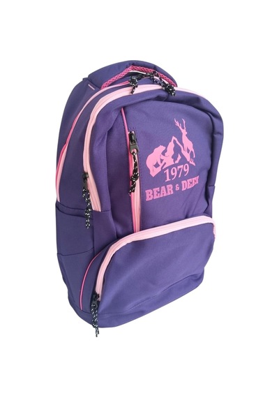 Bear & Deer Skuldra Sırt Çantası Mor Bd-cn0014 Desenli