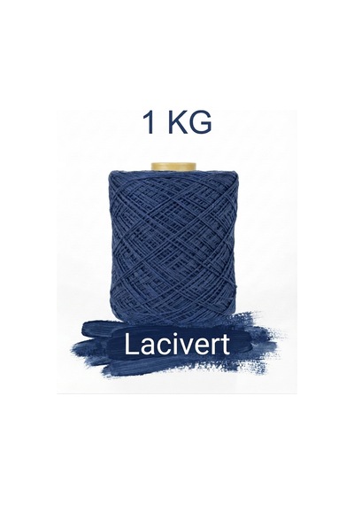 Premium İnce Cotton Zincir Makrome İpi Lacivert 1 Kg - 2 Mm Çanta Runner İpi