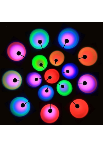 Kumandalı Gün Batımı Projektörü Rgb 16 Renk Ufo Projeksiyon Usb Masa Lambası Tek Renk