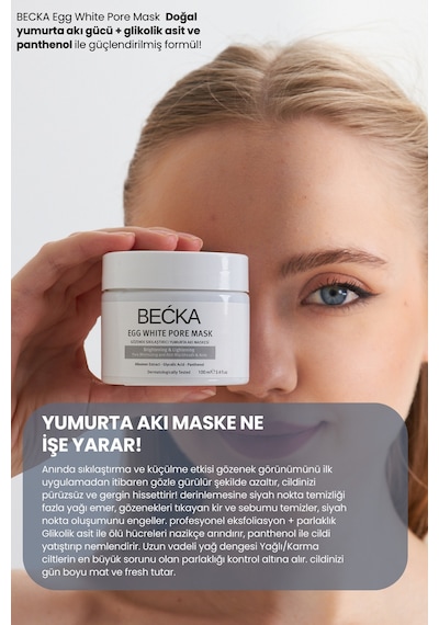 Becka Gözenek Sıkılaştırıcı Yumurta Akı Maskesi - Siyah Nokta Karşıtı Egg White Port Mask 100 Ml