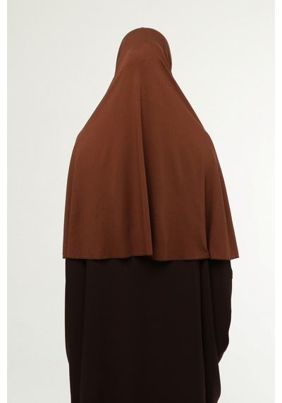 Altobeh Hazır Türban Peçeli Pratik Eşarp Tesettür Nikaplı Hijab - Namaz Örtüsü Sufle 3xl - Çikolata Çikolata